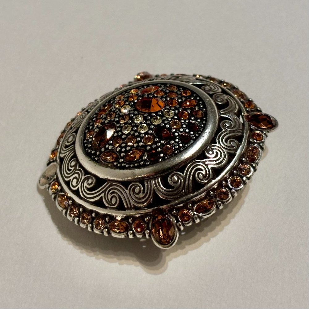 Brighton Crystal Voyage Pave Swarovski Crystals Oval Convertible Pendant Brooch - Picture 5 of 11